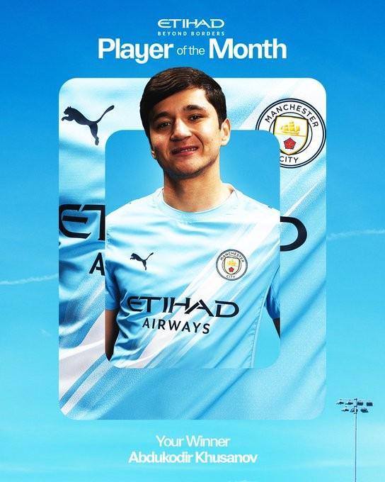 kaiyun-官方：乌兹别克斯坦后卫胡桑诺夫当选曼城3月最佳球员